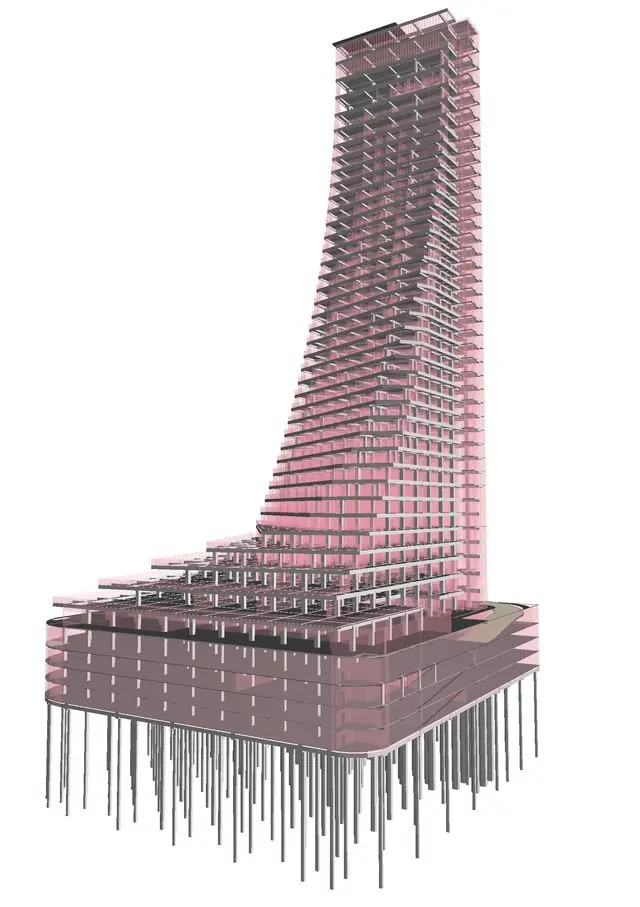 Mixed use high rise, 40 levels, high rise and large scale