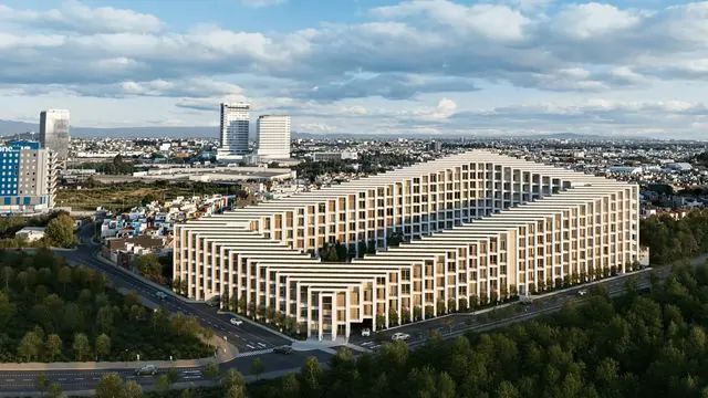 Multifamily residential, 336 units, high rise and large scale