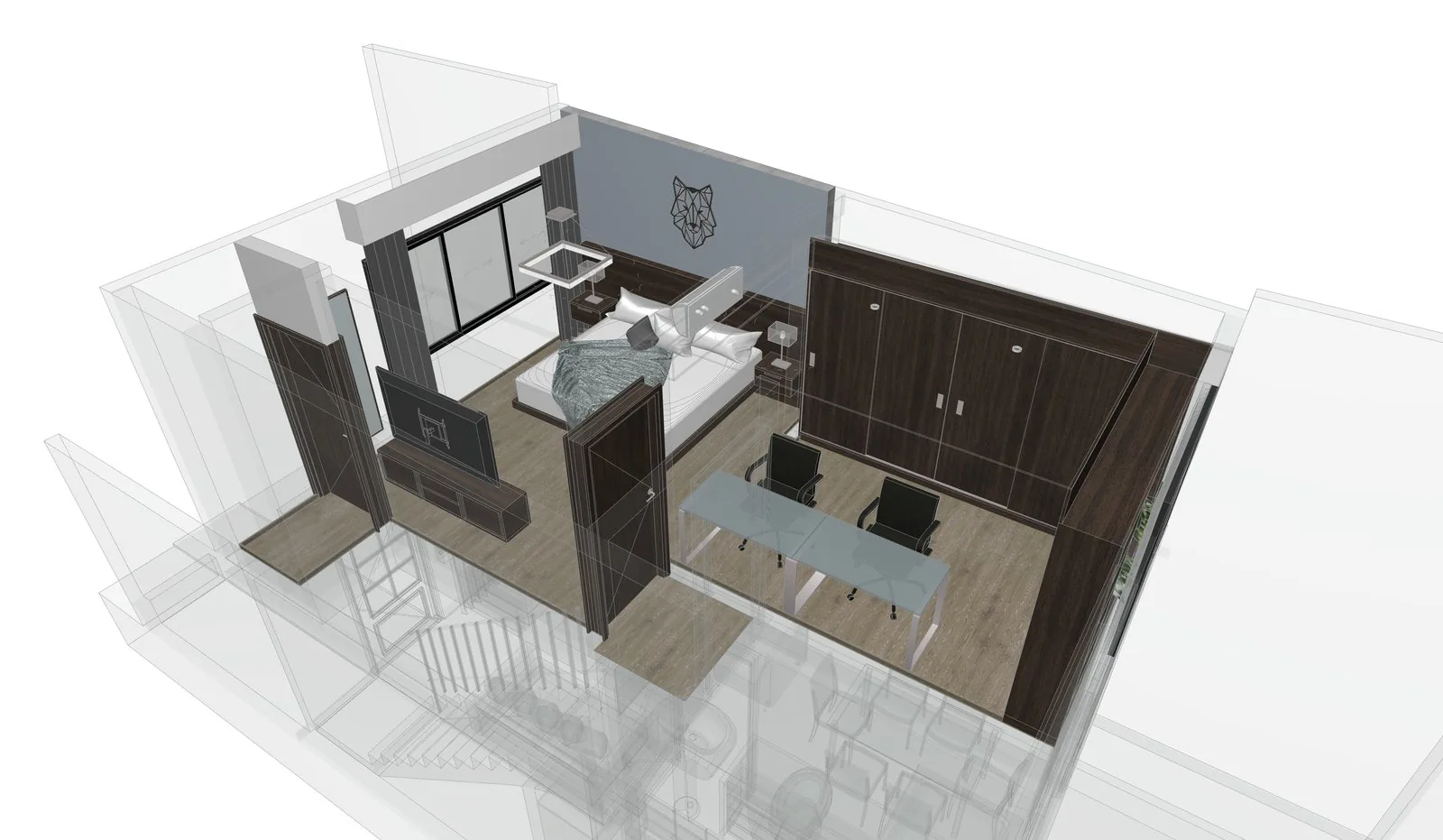 The proposed state of a house modelled in three dimensions.